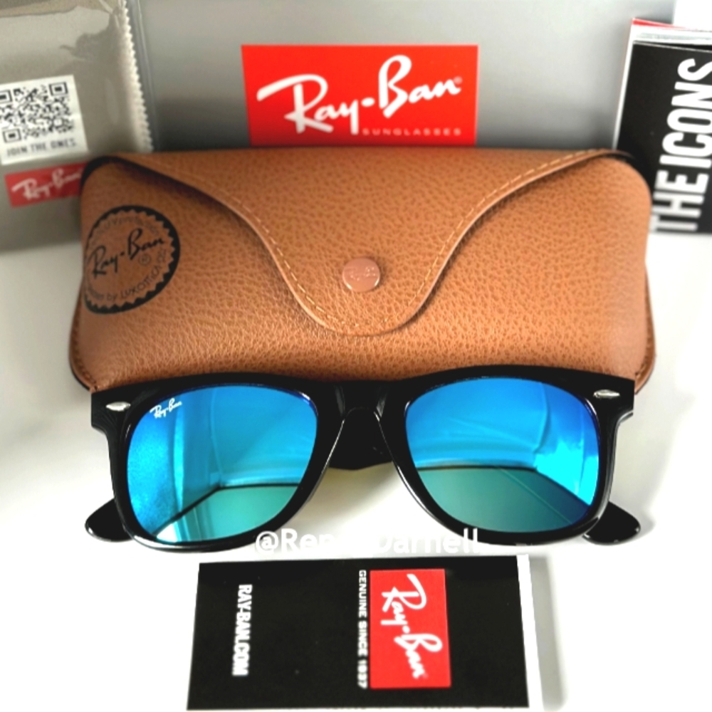 (FREE SHIPPING) RayBan Wayfarer Blue Mirror RB2140 New - Picture 2 of 16